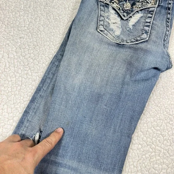 Miss Me Jeans Women's Size 27 (Actual 31x27) Blue Signature Crop Embellished - Picture 14 of 14